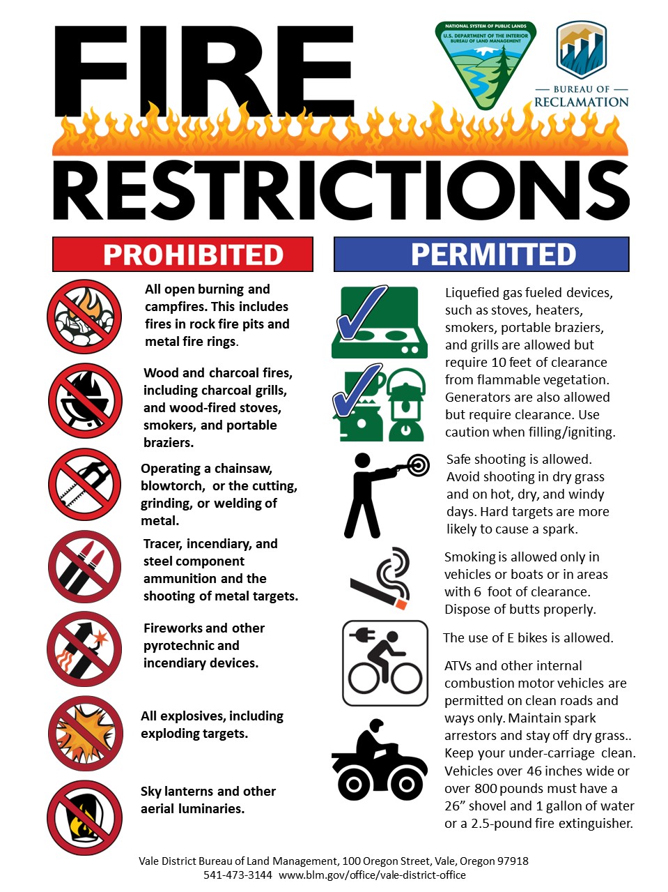 Vale BLM Fire Restrictions 